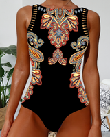 Maillot de Bain Paisley Sans Manches Monopièce