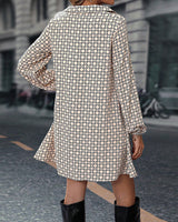Robe imprimée à manches longues avec revers