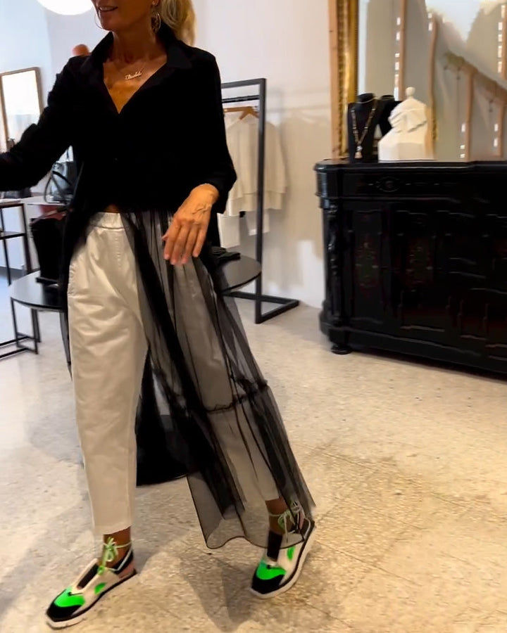 Chemise Longue Fluide à La Mode En Maille