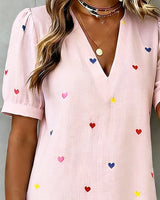 Robe Colorée À Imprimé Cœur Et Col En V