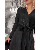 Robe à lacets Sexy Décolleté Enveloppé Paillettes Velours