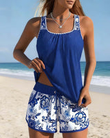 Tankini Imprimé Gilet Et Short Deux-Pièces