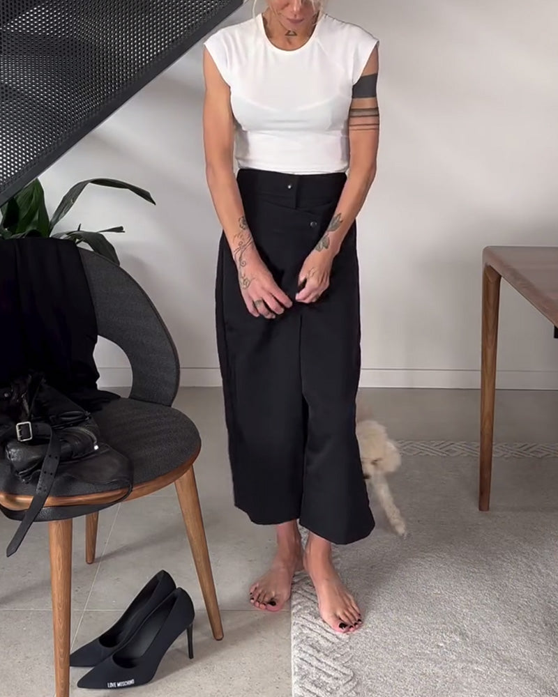 Pantalon décontracté asymétrique de couleur unie simple