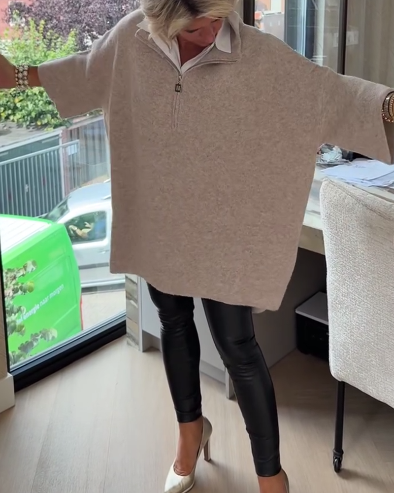 Pull Col Montant Demi-Zip Ample