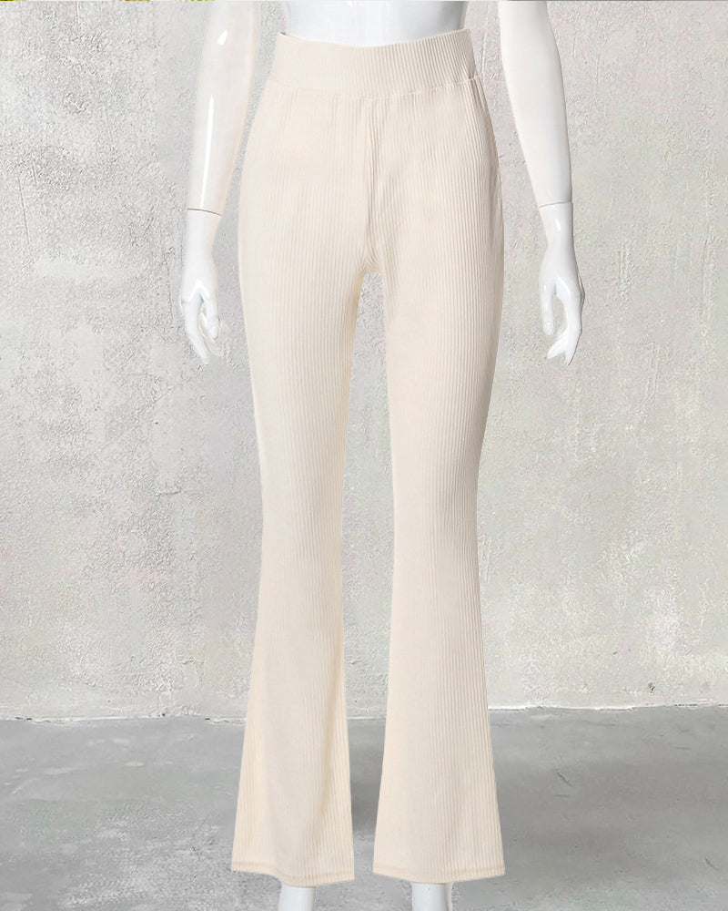 Pantalon slim micro-évasé uni