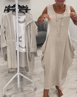 Robe patchwork de poche sans manches à la mode