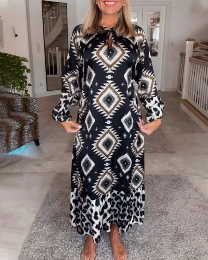 Robe à imprimé géométrique à manches longues