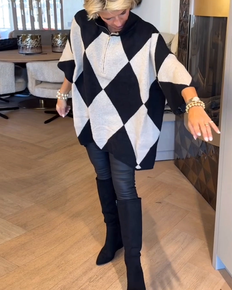 Pull Col Montant Argyle Irrégulier