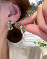 Boucles d'oreilles émeraude élégantes à double couche