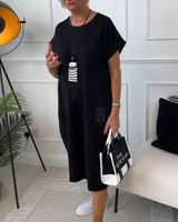Robe décontractée à manches courtes et imprimé lettre simple