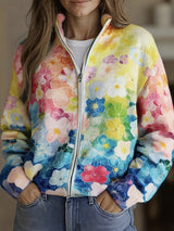 Nathalie - Cardigan zippé à imprimé floral en dégradé