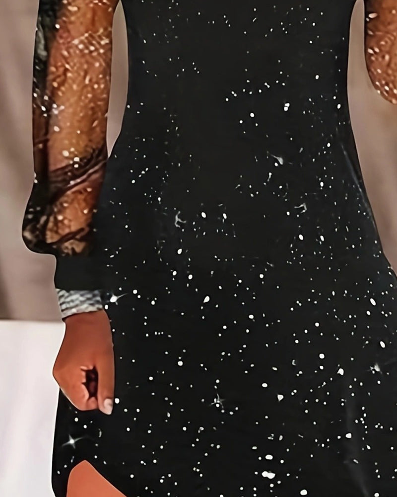 Robe À Bretelles Avec Empiècement En Tulle Manches Longues