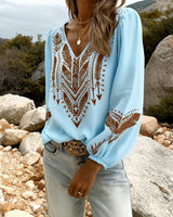 Blouse Manche Bouffante Col V Coupe Ample
