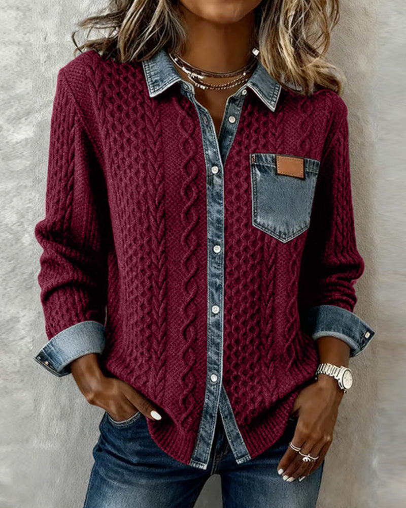 Chemise Manches Longues À Patchwork Jean