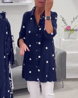 Chemise décontractée à revers imprimé à pois