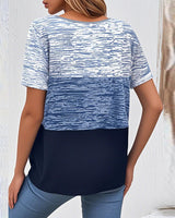 T-shirt Col Rond Manches Courtes Couleur Contrastée