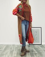 Cardigan long décontracté à motifs floraux