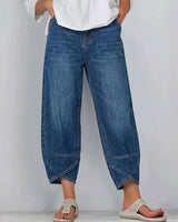 Pantalon En Denim Patchwork Décontracté