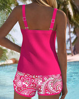Tankini Deux Pièces Imprimé Sans Manches Dos Nu