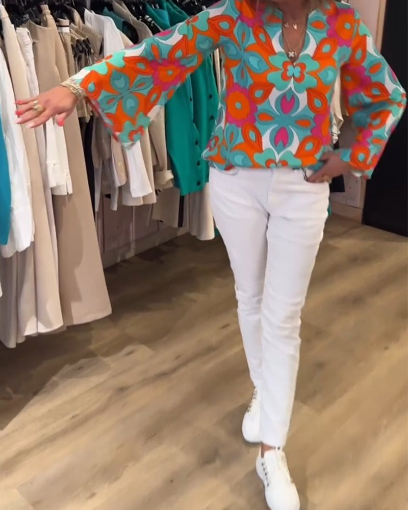 Blouse imprimée ample et polyvalente