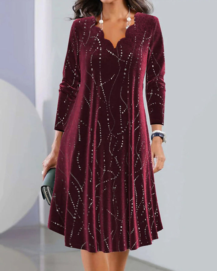 Robe élégante à manches longues et col en V