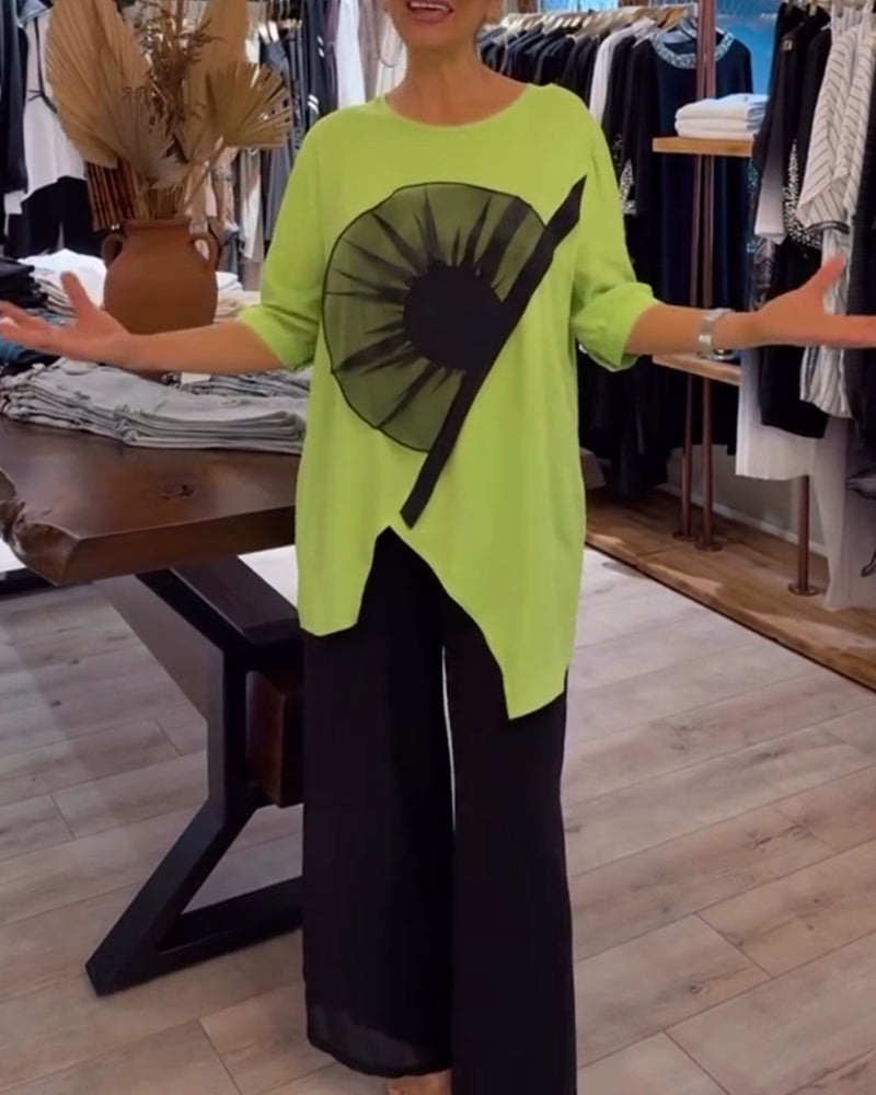T-Shirt Imprimé Fleuri Manches Courtes Décontracté