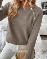Pull Bouton Décoré Manche Raglan