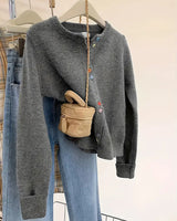 Cardigan décontracté de couleur unie à manches longues