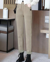 Pantalon Taille Haute Chaud avec Doublure en Laine