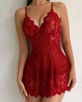 Robe sexy en dentelle de couleur unie à bretelles