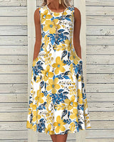 Robe sans manches avec imprimé floral et poche