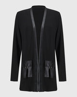 Manteau à poches en patchwork de couleur unie tendance