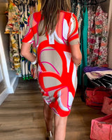 Robe imprimée droite à col en V
