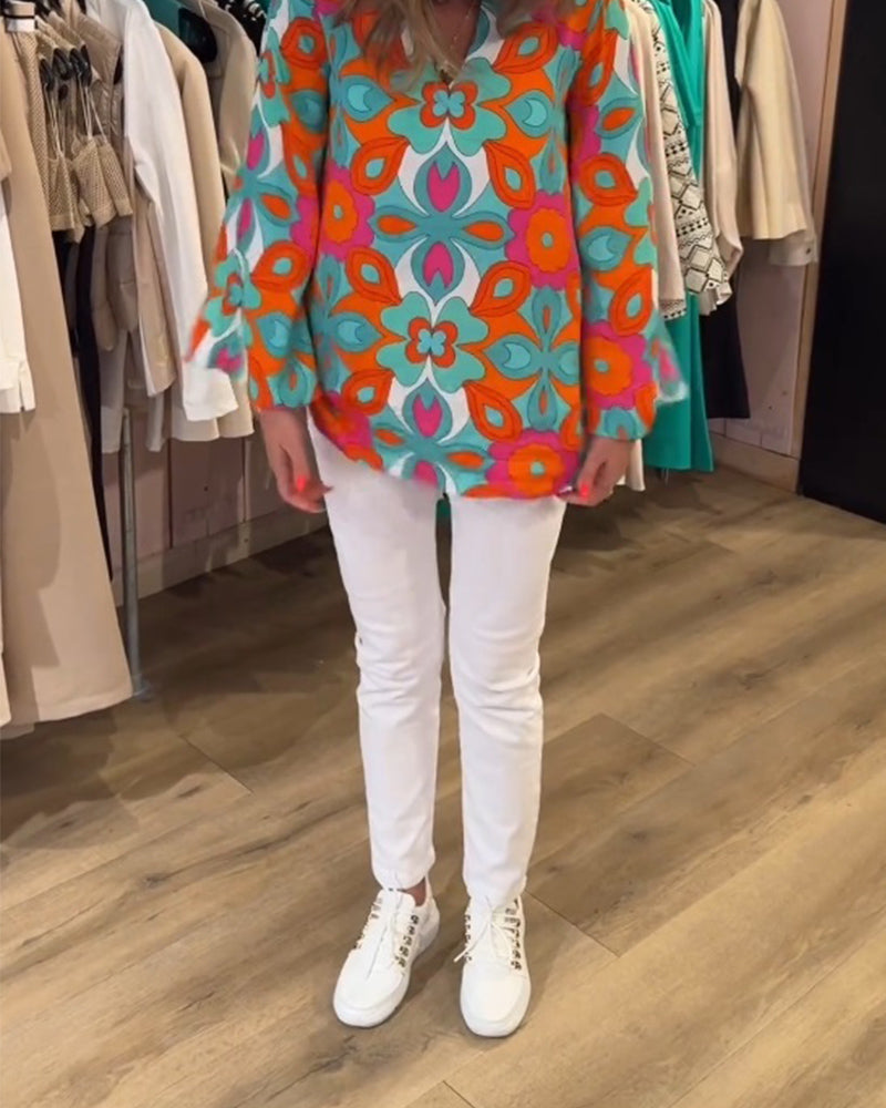Blouse imprimée ample et polyvalente