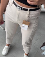 Pantalon Taille Haute Décontracté Jambe Droite