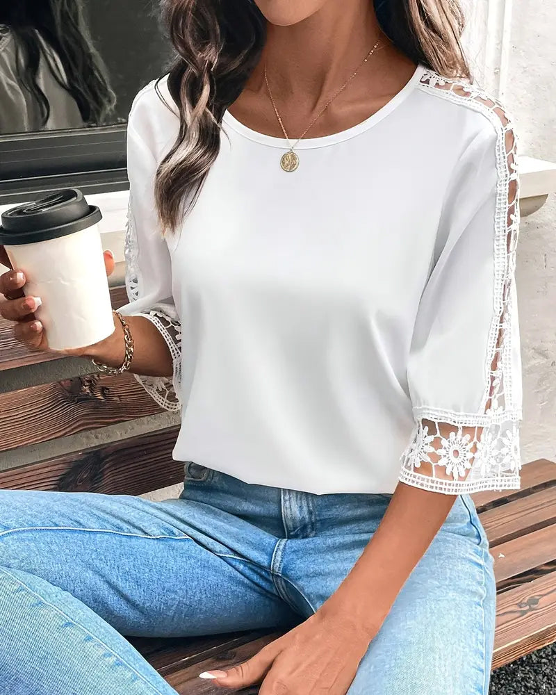 T-shirt Uni Creux Crochet Patchwork