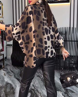 Blouse de tempérament imprimé léopard à revers