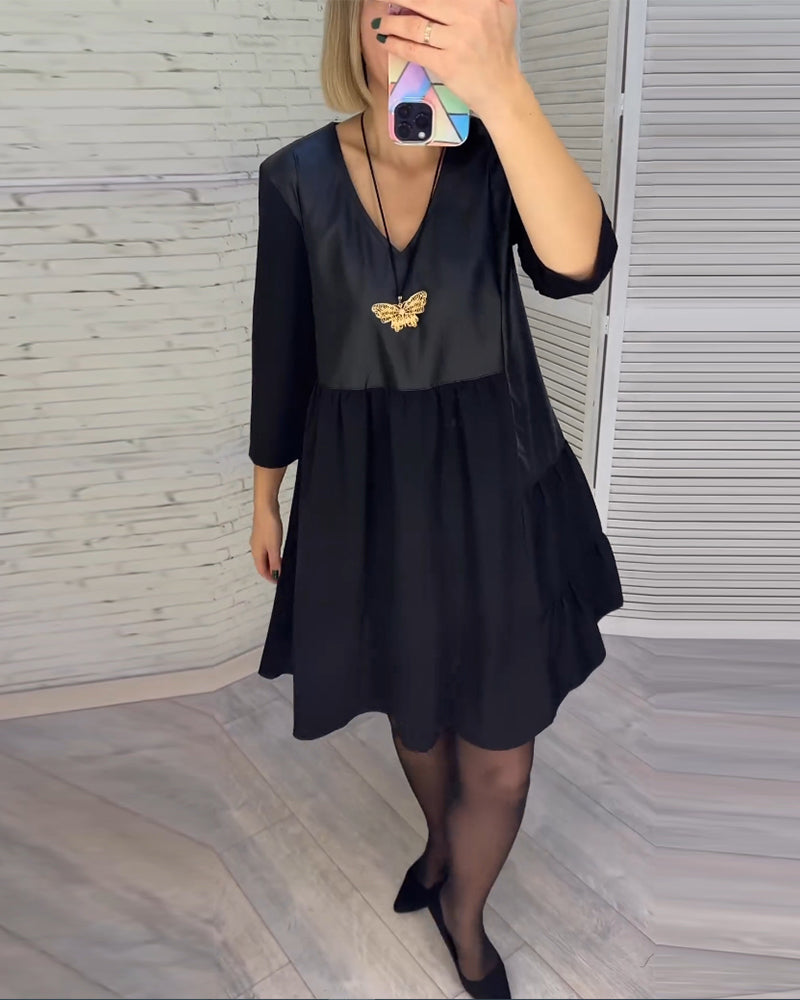 Robe patchwork à col en V