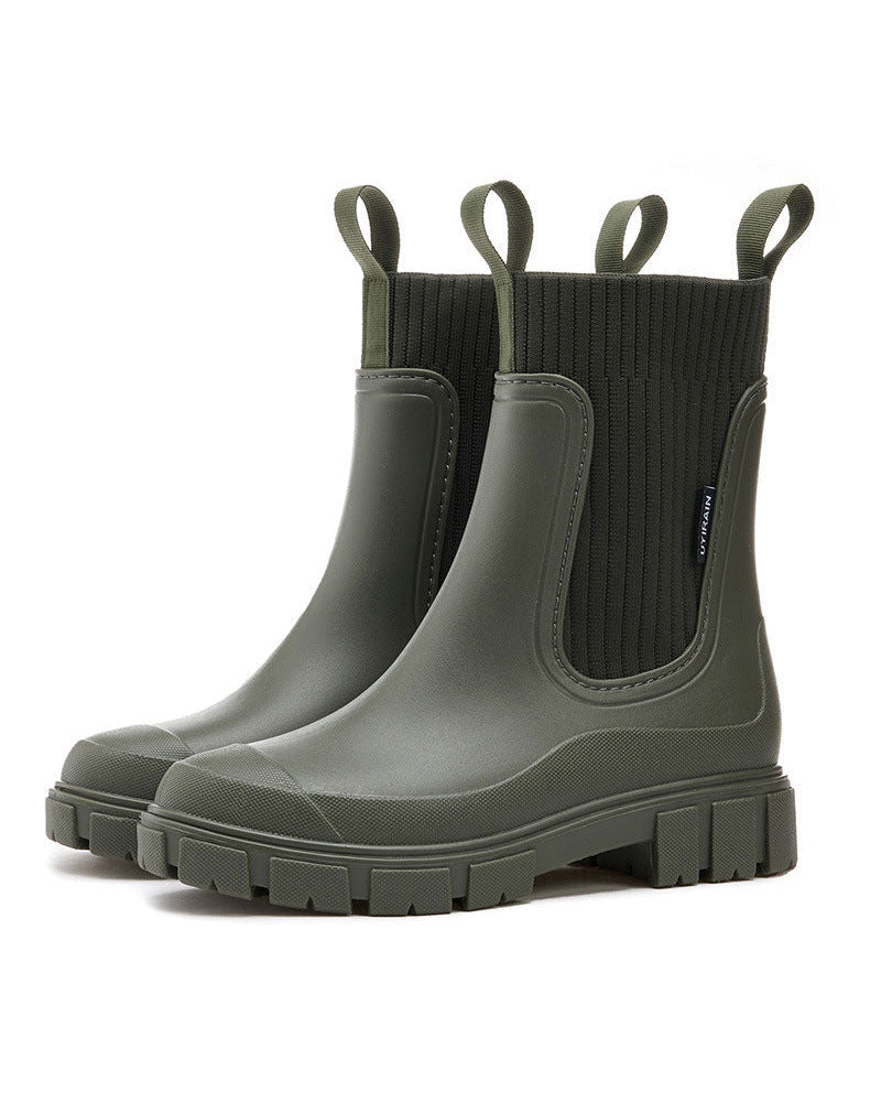 ☔️Bottes Imperméable Anti-Dérapant Semelle Épaisse Mi-Mollet