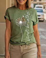 T - Shirt Imprimé Pissenlit Manches Courtes