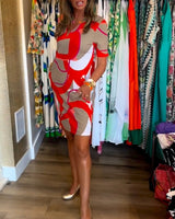 Robe imprimée droite à col en V