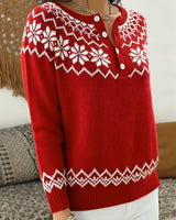 Pull Flocon De Neige Jacquard Demi-Ouvert