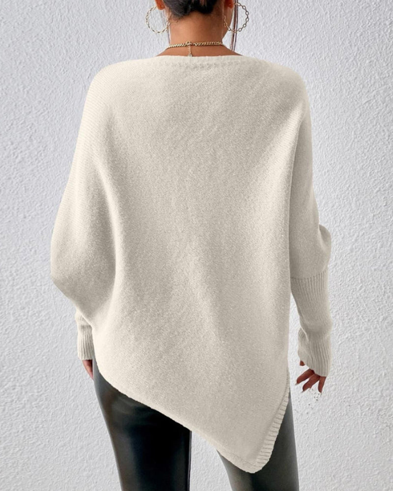 Pull uni à ourlet irrégulier