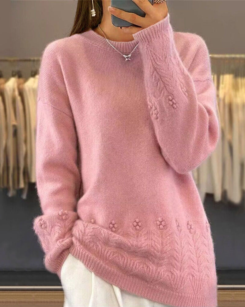 Pull-Over À La Coupe Adaptée Pour Femme, À Couleur Unie Et De Style Rétro