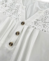 T-Shirt Creux Dentelle Patchwork Plissé