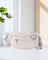Sac bandoulière zippé avec bretelles contrastées