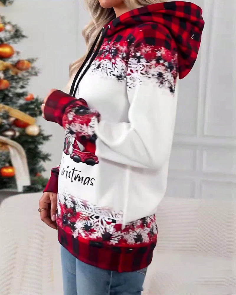 Sweat à capuche imprimé Père Noël