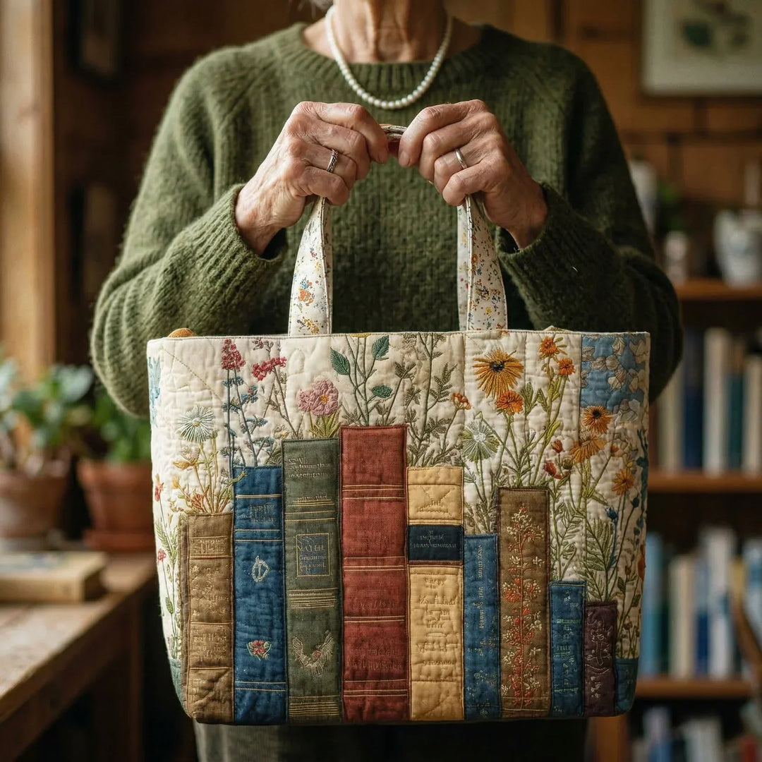 Sac Artisanal Matelassé - Livres et Fleurs
