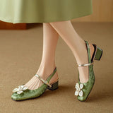 Genine - Escarpins slingback femme à talon bloc