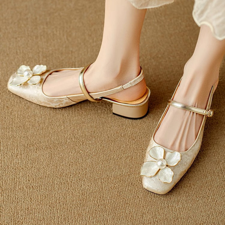 Genine - Escarpins slingback femme à talon bloc